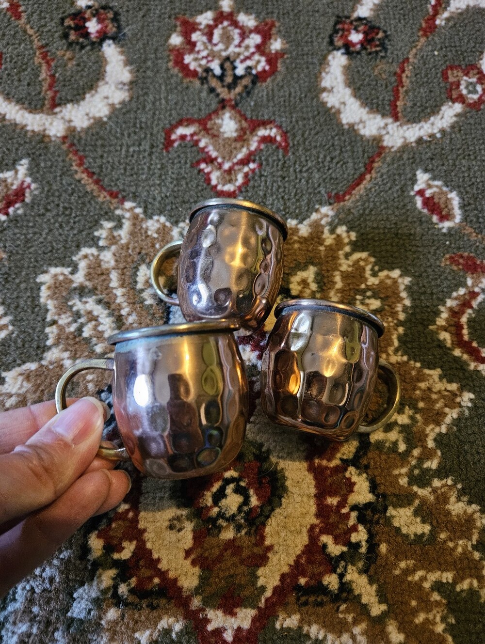 Copper Hammered Mule Mugs - Set of 3